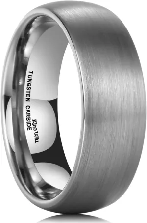 King Will Glory 14K Gold/Rose Gold 2mm 4mm 6mm 8mm Tungsten Carbide Ring Dome Matte Brushed Wedding Band Domed Brushed Couple Rings Comfort Fit for Men Women