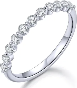 KSTYLE Moissanite Wedding Bands for Women Eternity Band Ring, D Color VVS1 Clarity Sterling Silver Rings 18K White Gold Plated Stacking Engagement Ring for Women-New Shared Prong Setting
