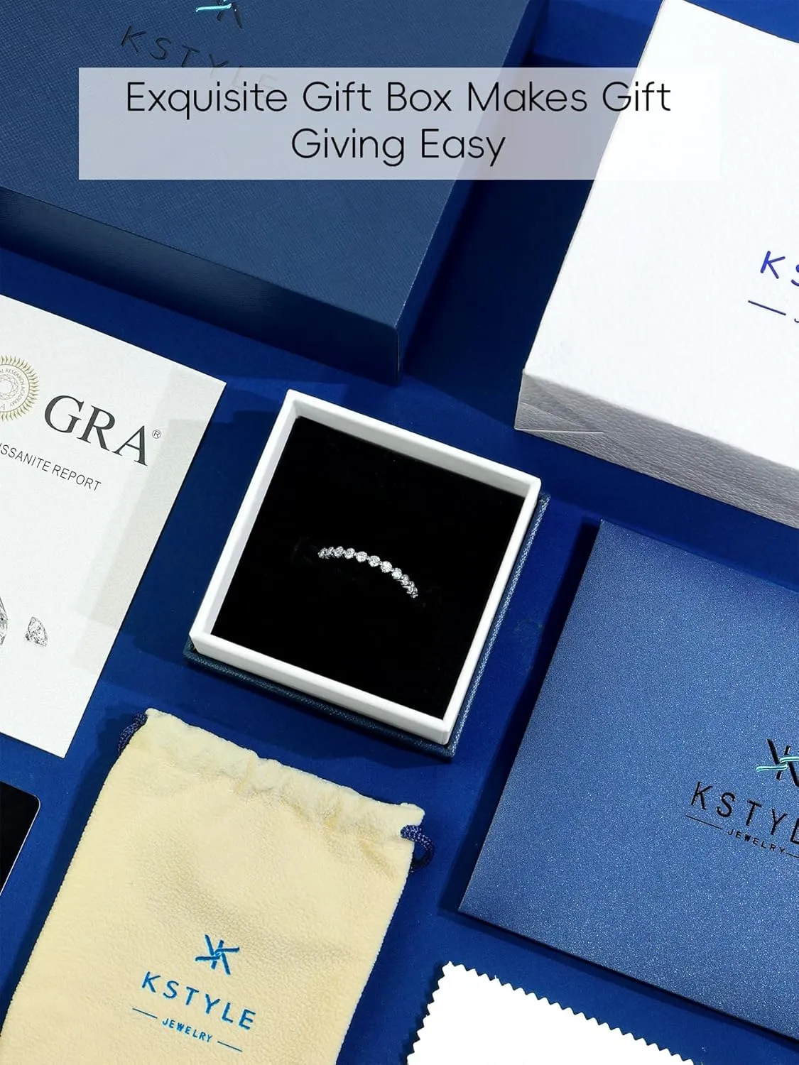 KSTYLE Moissanite Wedding Bands for Women Eternity Band Ring, D Color VVS1 Clarity Sterling Silver Rings 18K White Gold Plated Stacking Engagement Ring for Women-New Shared Prong Setting