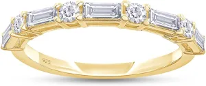 Lab Grown Diamond Wedding Bands for Women, Half Eternity Stackable Engagement Ring In 14K Gold Over Sterling Silver, Promise Rings, Anniversary Bands Gifts For Her (0.60 Cttw)
