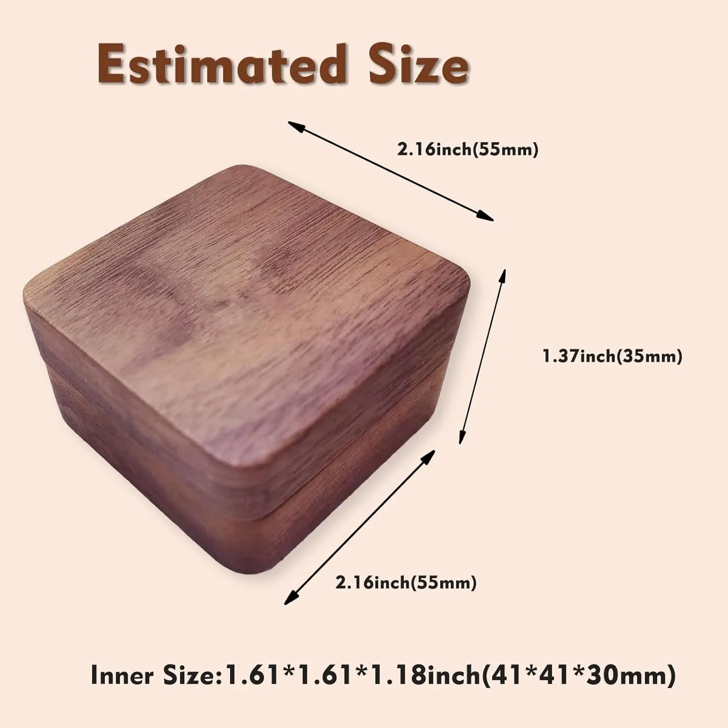 LAIFU Custom Wooden Ring Box for Wedding Ceremony with Text and Pattern Personalised Proposal/Engagement Ring Boxes