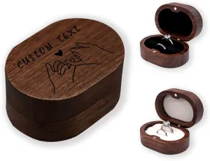 LAIFU Custom Wooden Ring Box for Wedding Ceremony with Text and Pattern Personalised Proposal/Engagement Ring Boxes