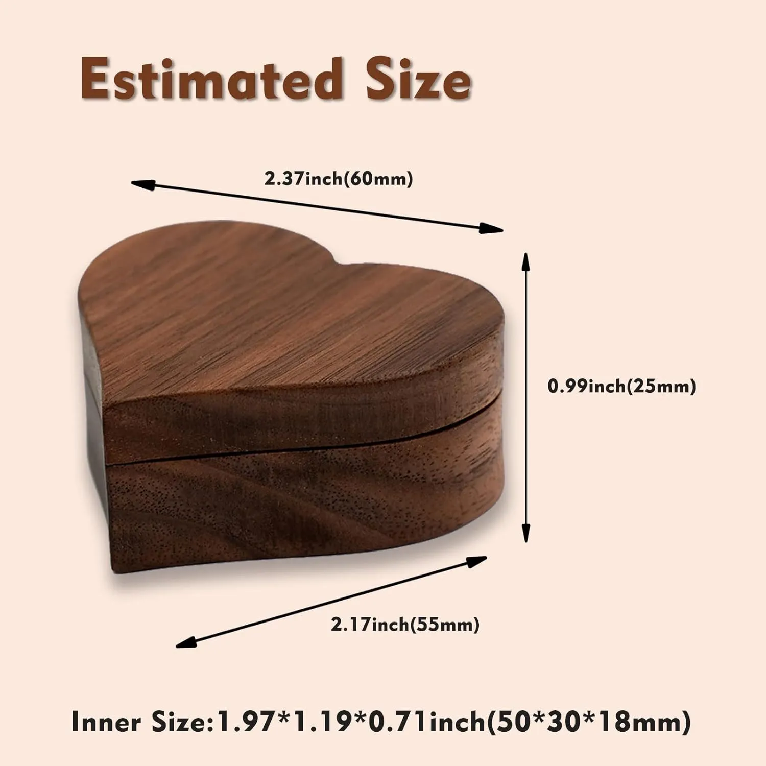 LAIFU Custom Wooden Ring Box for Wedding Ceremony with Text and Pattern Personalised Proposal/Engagement Ring Boxes