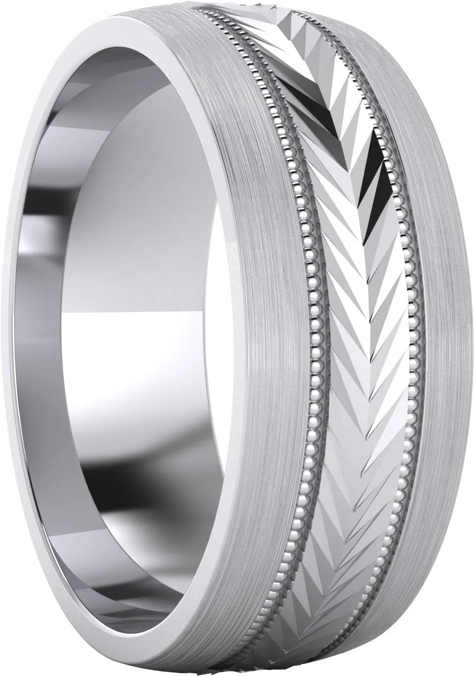 LANDA JEWEL (5 Styles) Heavy Solid Sterling Silver Wedding Band Diamond Cut Patterned Ring Comfort Fit Unisex