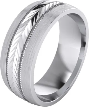 LANDA JEWEL (5 Styles) Heavy Solid Sterling Silver Wedding Band Diamond Cut Patterned Ring Comfort Fit Unisex