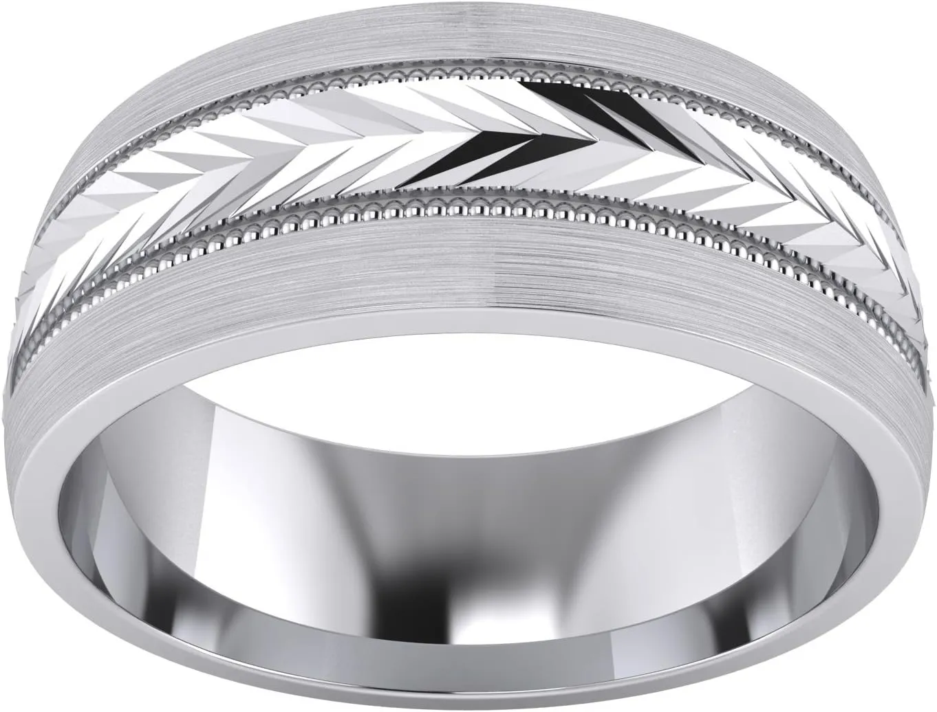 LANDA JEWEL (5 Styles) Heavy Solid Sterling Silver Wedding Band Diamond Cut Patterned Ring Comfort Fit Unisex