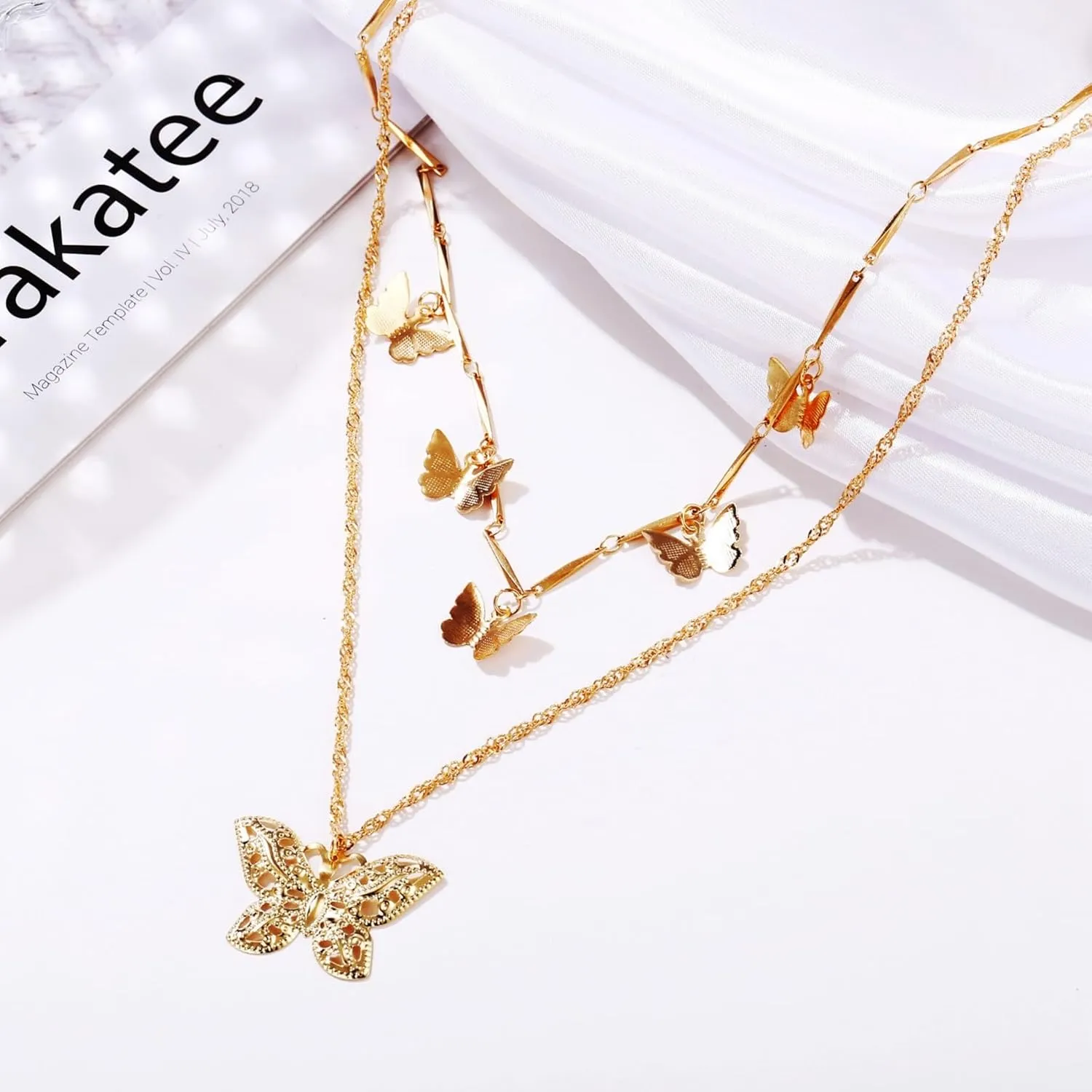 Layered Gold Plated Necklaces For Women Trendy Dainty Non Tarnish Chunky 14k Gold Layering Prom Necklace Set Gold Chain Choker Charm Necklace Stack For Woman