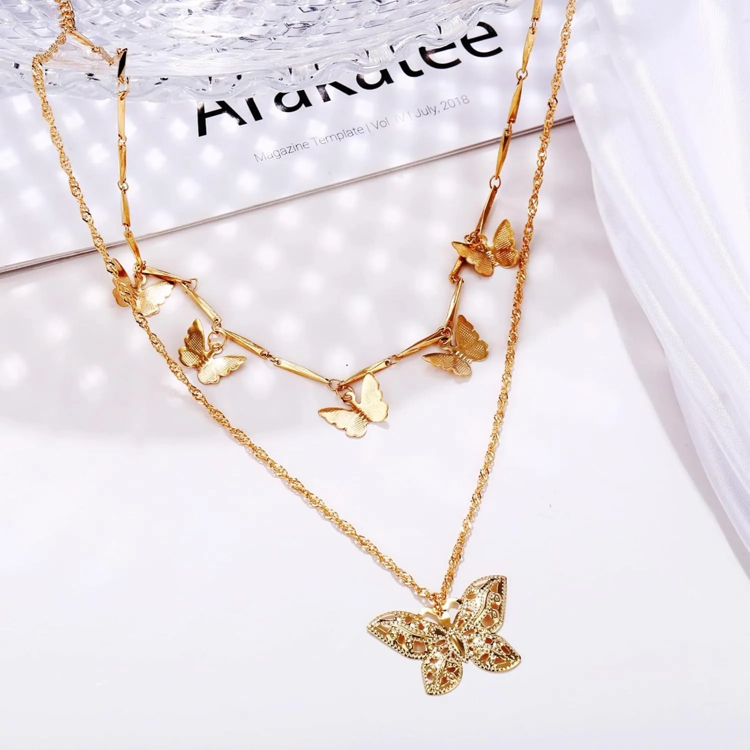 Layered Gold Plated Necklaces For Women Trendy Dainty Non Tarnish Chunky 14k Gold Layering Prom Necklace Set Gold Chain Choker Charm Necklace Stack For Woman