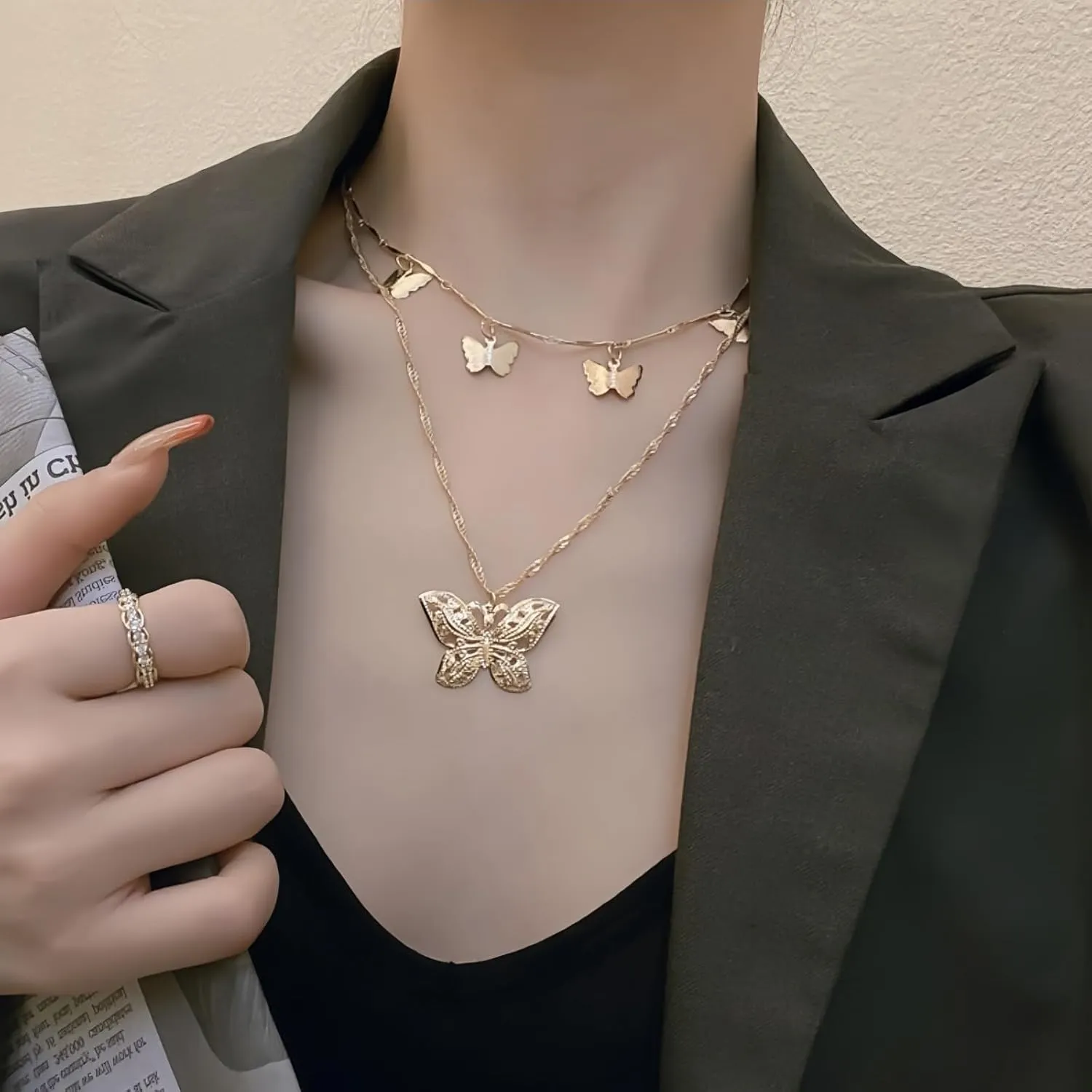 Layered Gold Plated Necklaces For Women Trendy Dainty Non Tarnish Chunky 14k Gold Layering Prom Necklace Set Gold Chain Choker Charm Necklace Stack For Woman