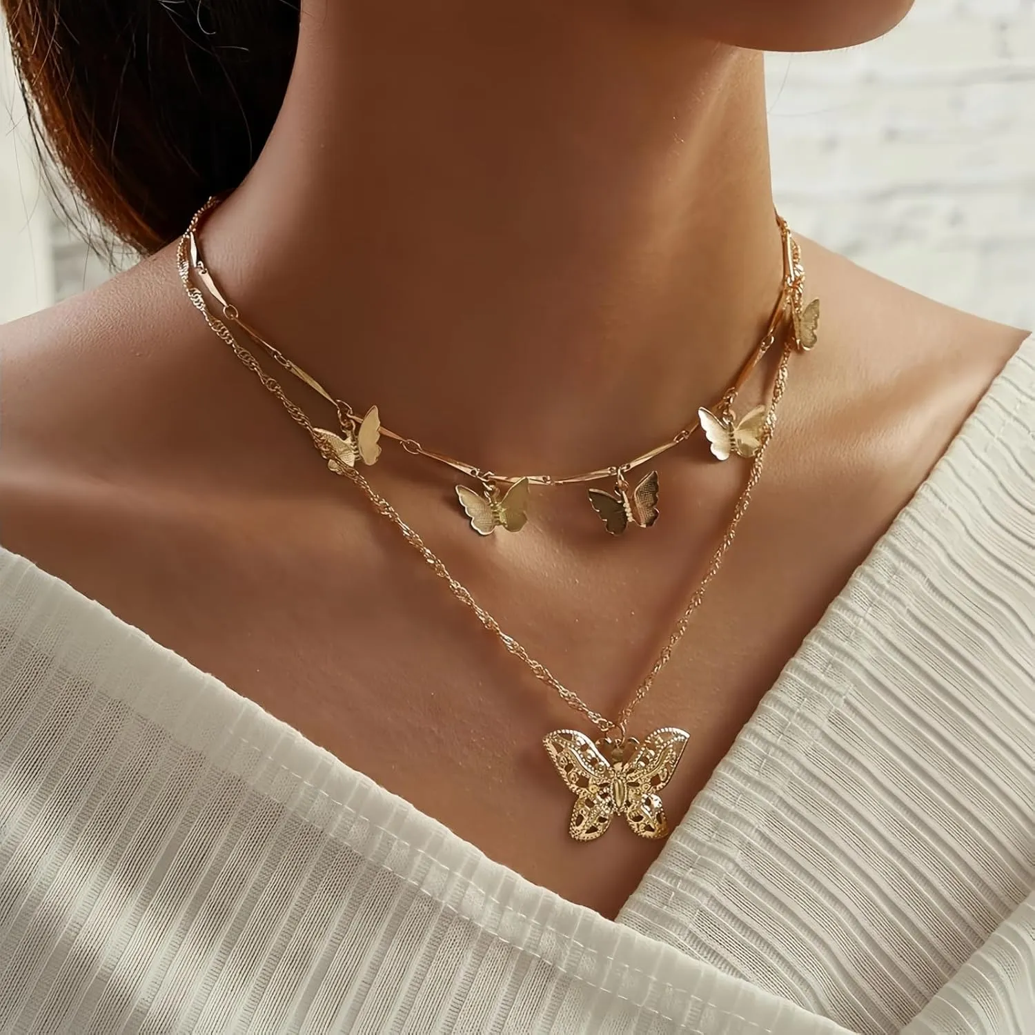 Layered Gold Plated Necklaces For Women Trendy Dainty Non Tarnish Chunky 14k Gold Layering Prom Necklace Set Gold Chain Choker Charm Necklace Stack For Woman