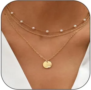 Layered Pearl Necklaces for Women Pearl Choker Necklace Dainty Chain Necklace Simple Summer Beach Necklace Jewelry for Women