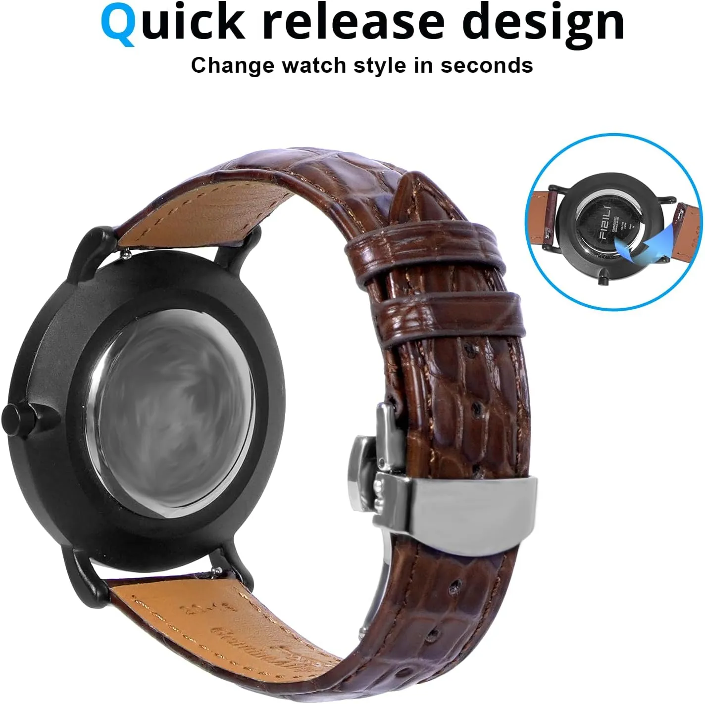 Leather Watch Bands for Men,Leather Watch Band Quick Release Watch Straps,Alligator Watch bands Replacement Strap for Men and Women 18mm 20mm 21mm 22mm