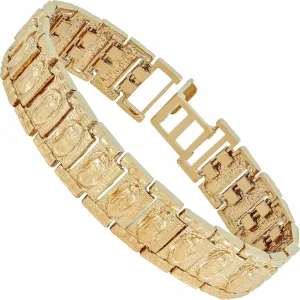 LIFETIME JEWELRY Virgen de Guadalupe Link Bracelet for Men and Women 24K gold plated