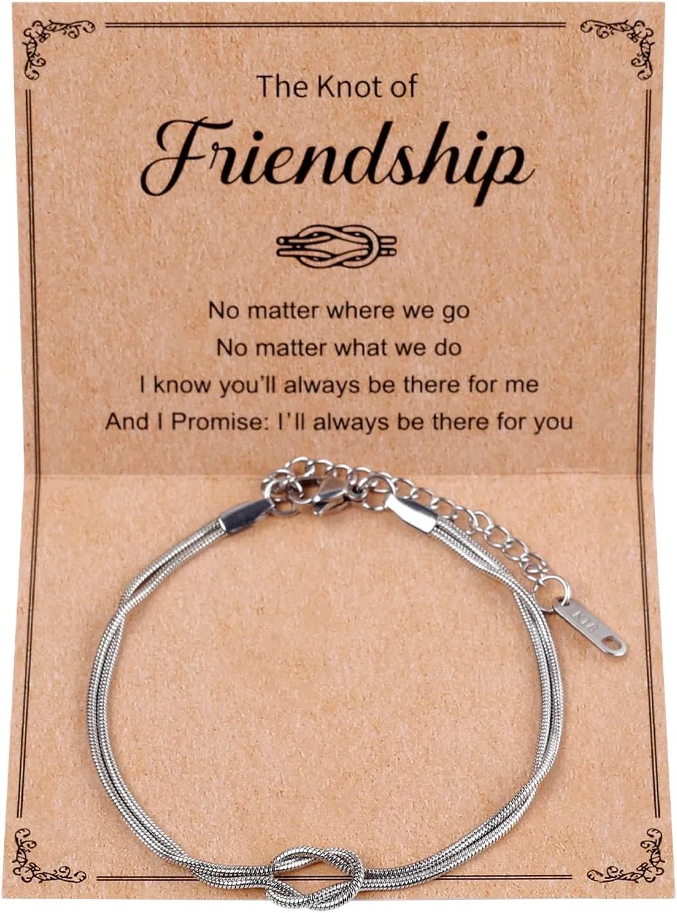 Love Knot Friendship Bracelets, Stainless Steel Silver Friend Bracelet Infinity Tie The Knotted Jewelry Friendship Gifts for Friends Birthday & Christmas Festival for Women Friend