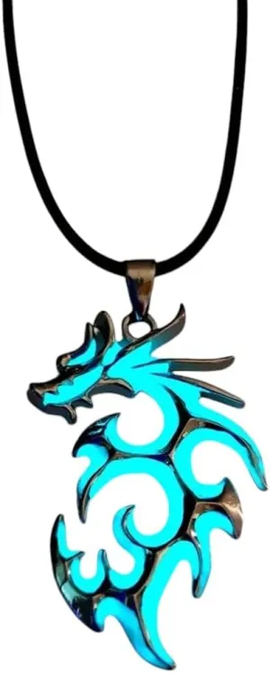 Luminous Dragon Necklace Glowing Night Fluorescence Antique Vintage Glow in The Dark for Men Women Gift Party Halloween Day Club
