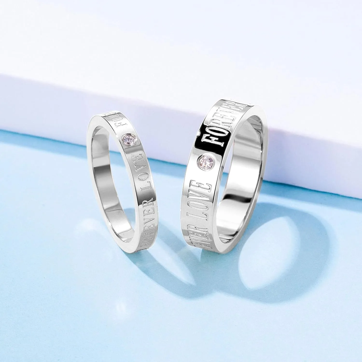 Matching Rings Titanium Steel AAA CZ Couple Rings Wedding Band His and Her Ring