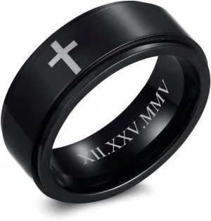 MEALGUET Personalized Ring for Men Women,Stainless Steel Unisex Brushed Plain Simple Custom Name Wedding Band for Men&Women,Waterproof and Non Allergy,Gift for Men,Blue/Black/Gold Plated