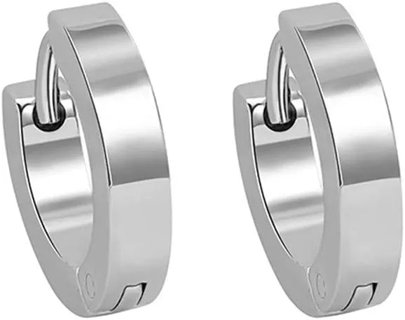 MELUOGE Unique Fashionable Stainless Steel Small Hoop Earrings for Men Women Huggie Earrings