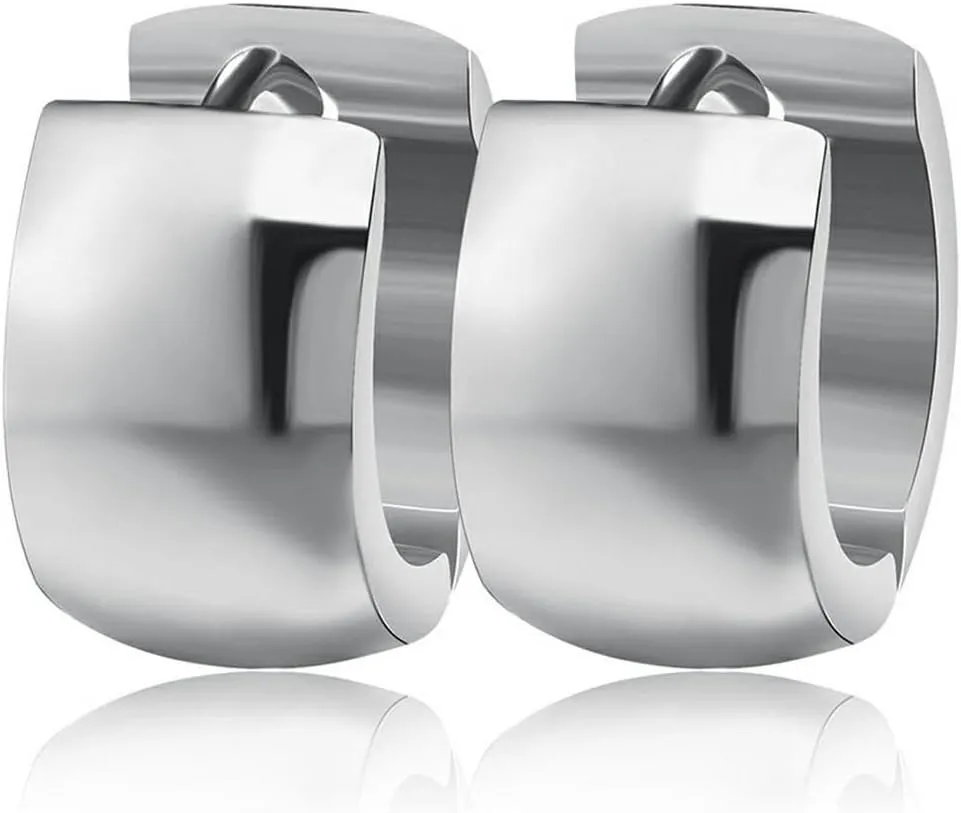 MELUOGE Unique Fashionable Stainless Steel Small Hoop Earrings for Men Women Huggie Earrings
