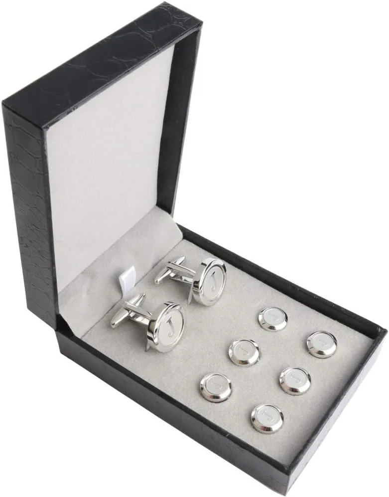 Mens Cufflinks and Studs Tuxedo Shirts Business Wedding Initials Alphabet A-Z Gift Set