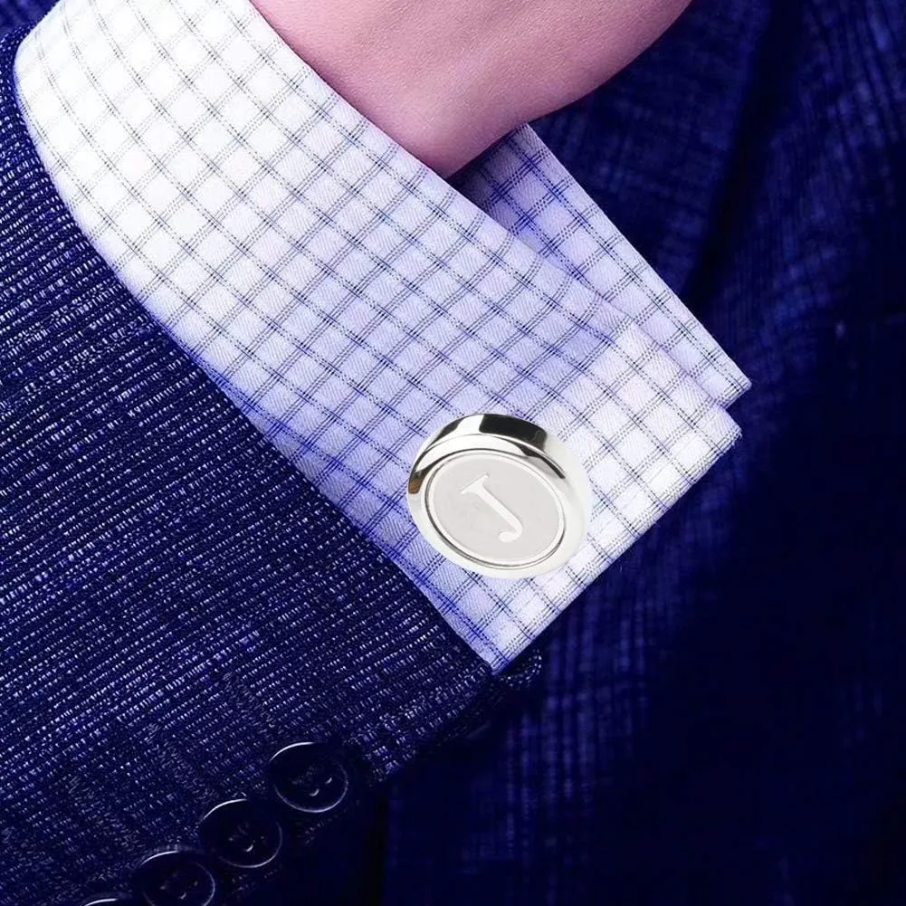 Mens Cufflinks and Studs Tuxedo Shirts Business Wedding Initials Alphabet A-Z Gift Set