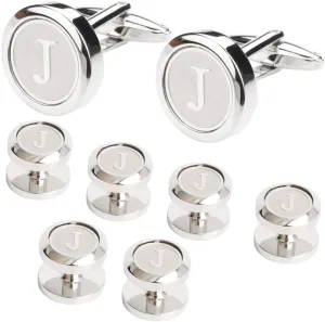 Mens Cufflinks and Studs Tuxedo Shirts Business Wedding Initials Alphabet A-Z Gift Set