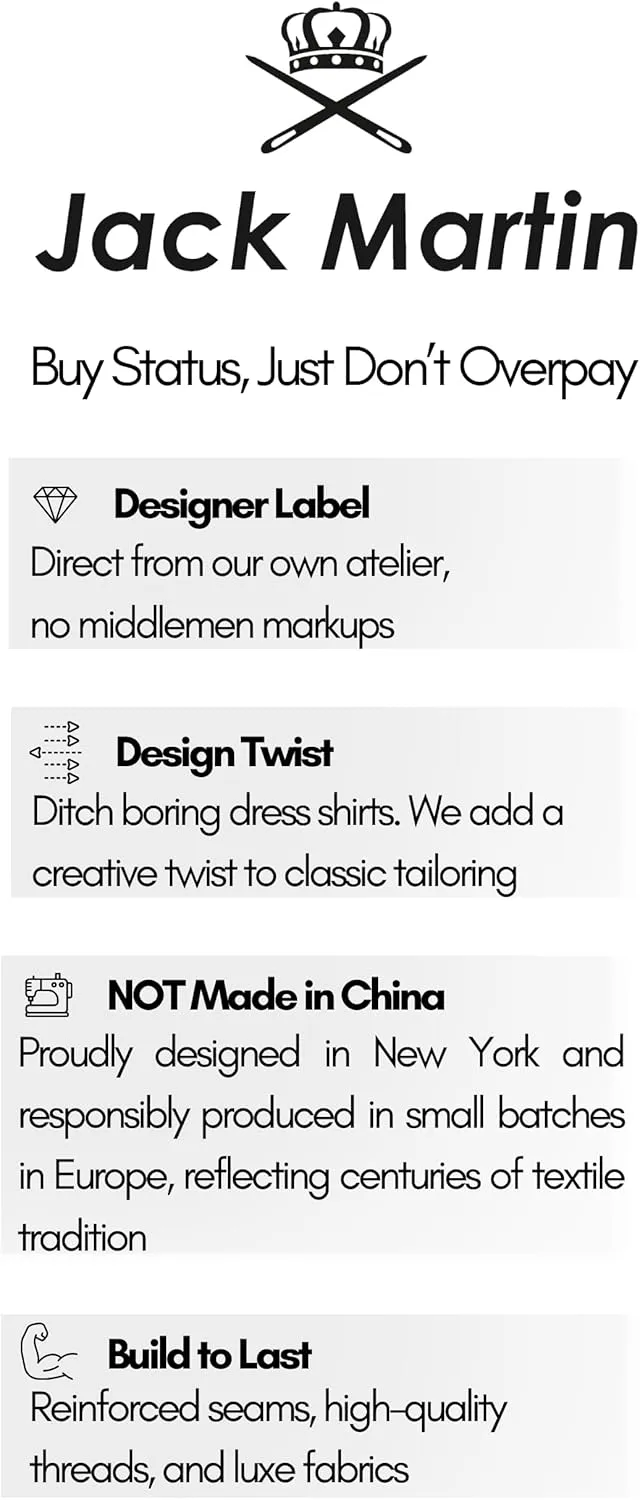 Men's French Cuff Dress Shirts with Cutaway Collar | Cufflinks Included | Luxe Long Sleeve Button-Up Shirt for Men