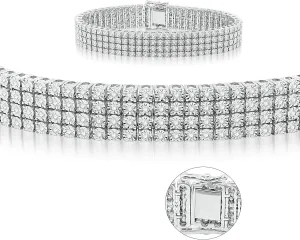 Men's Jewelry Round Cut 1.70 Carat Natural Diamond in 14K Gold Plated 925 Sterling Silver 4 Row Tennis Bracelet (I-J Color, I2-I3 Clarity) - 8.5 Inches.