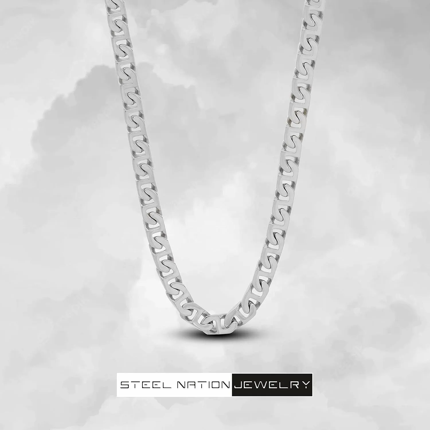 Men's Stainless Steel 6.5mm Flat Mariner Link Chain Necklace - Choice of Length and Color