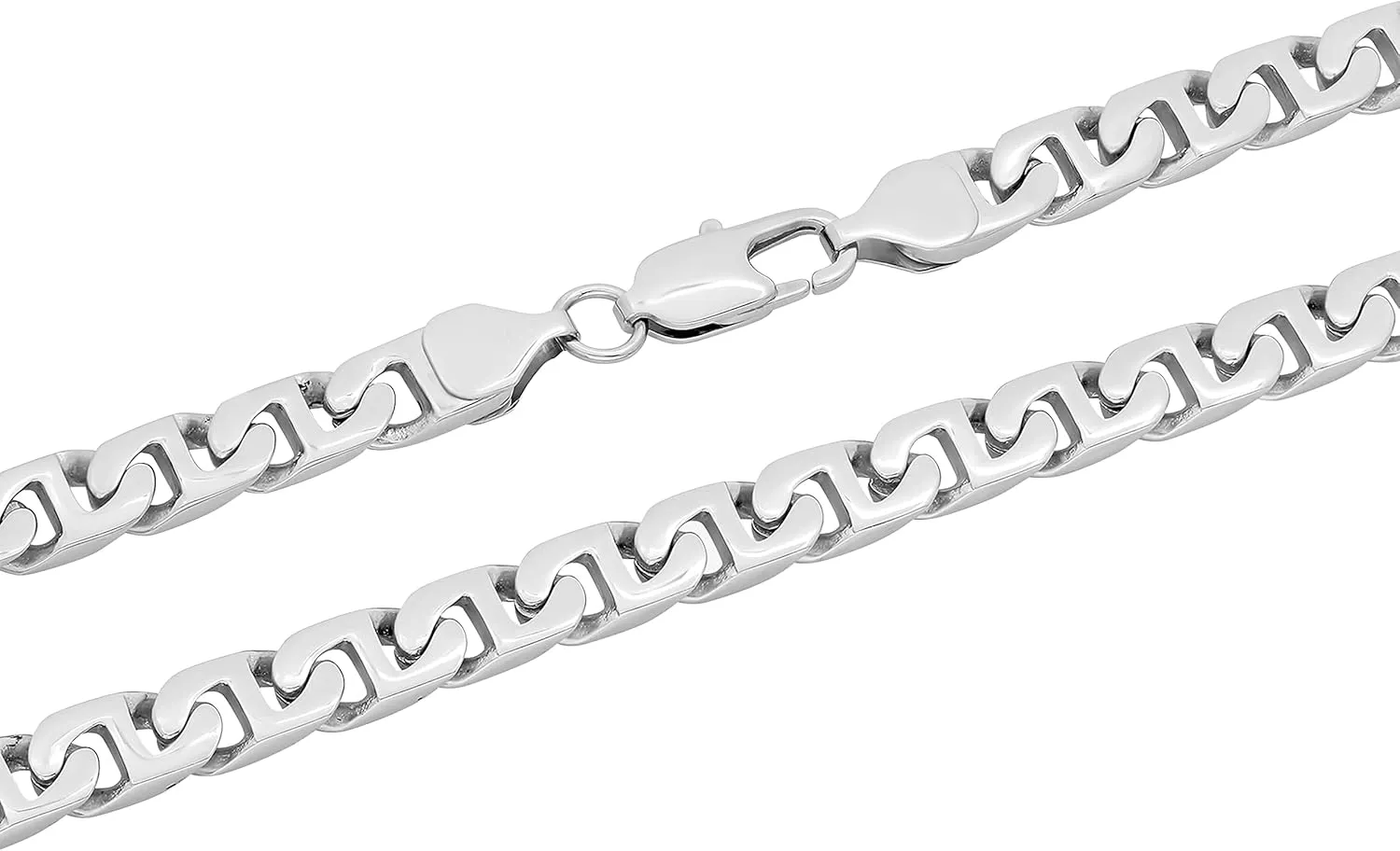 Men's Stainless Steel 6.5mm Flat Mariner Link Chain Necklace - Choice of Length and Color