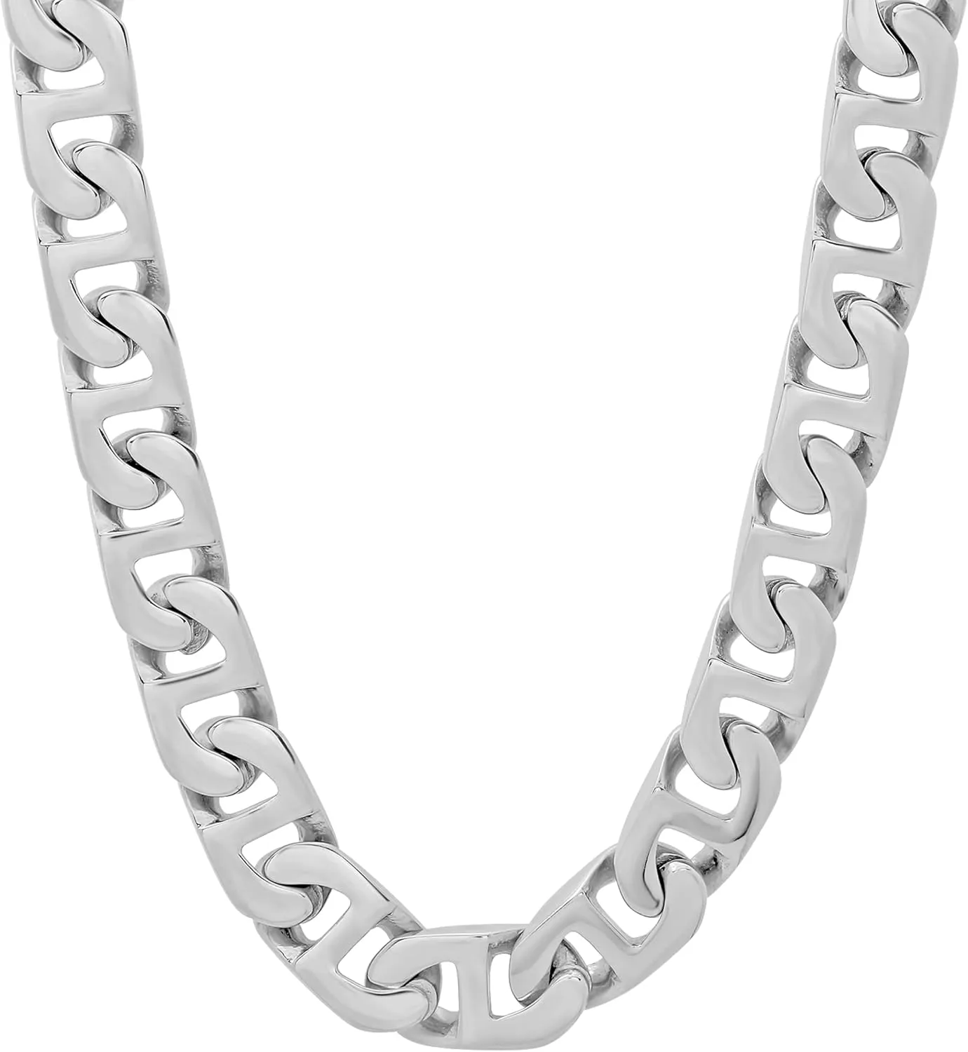 Men's Stainless Steel 6.5mm Flat Mariner Link Chain Necklace - Choice of Length and Color