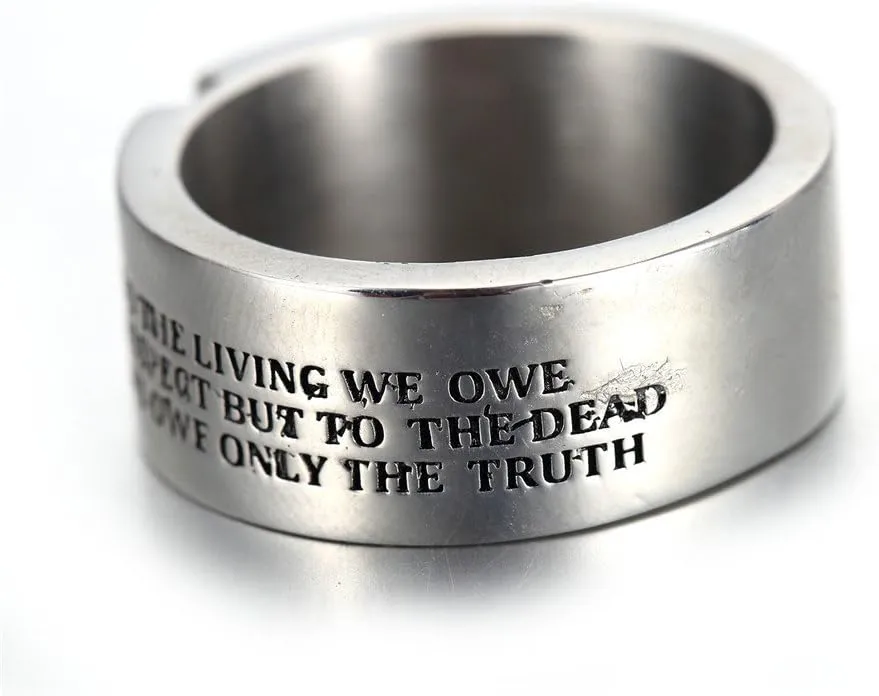 Men's Stainless Steel Skull Ring Cool Half Face Biker Bands Engraved Letters