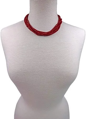 MGR MY GEMS ROCK! Multi-Strand Layered Bib Collar Statement Beaded Crystal Necklace.