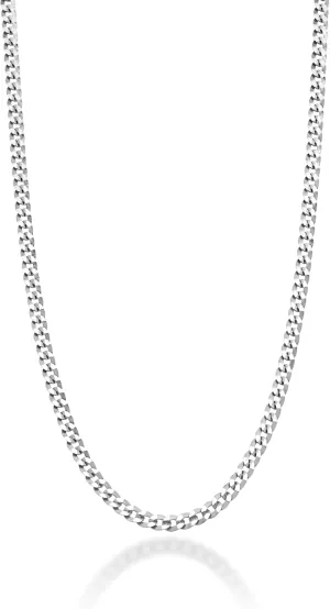 Miabella Italian 925 Sterling Silver, 18Kt Gold Plated 2.3mm Curb Cuban Link Chain Necklace Made in Italy