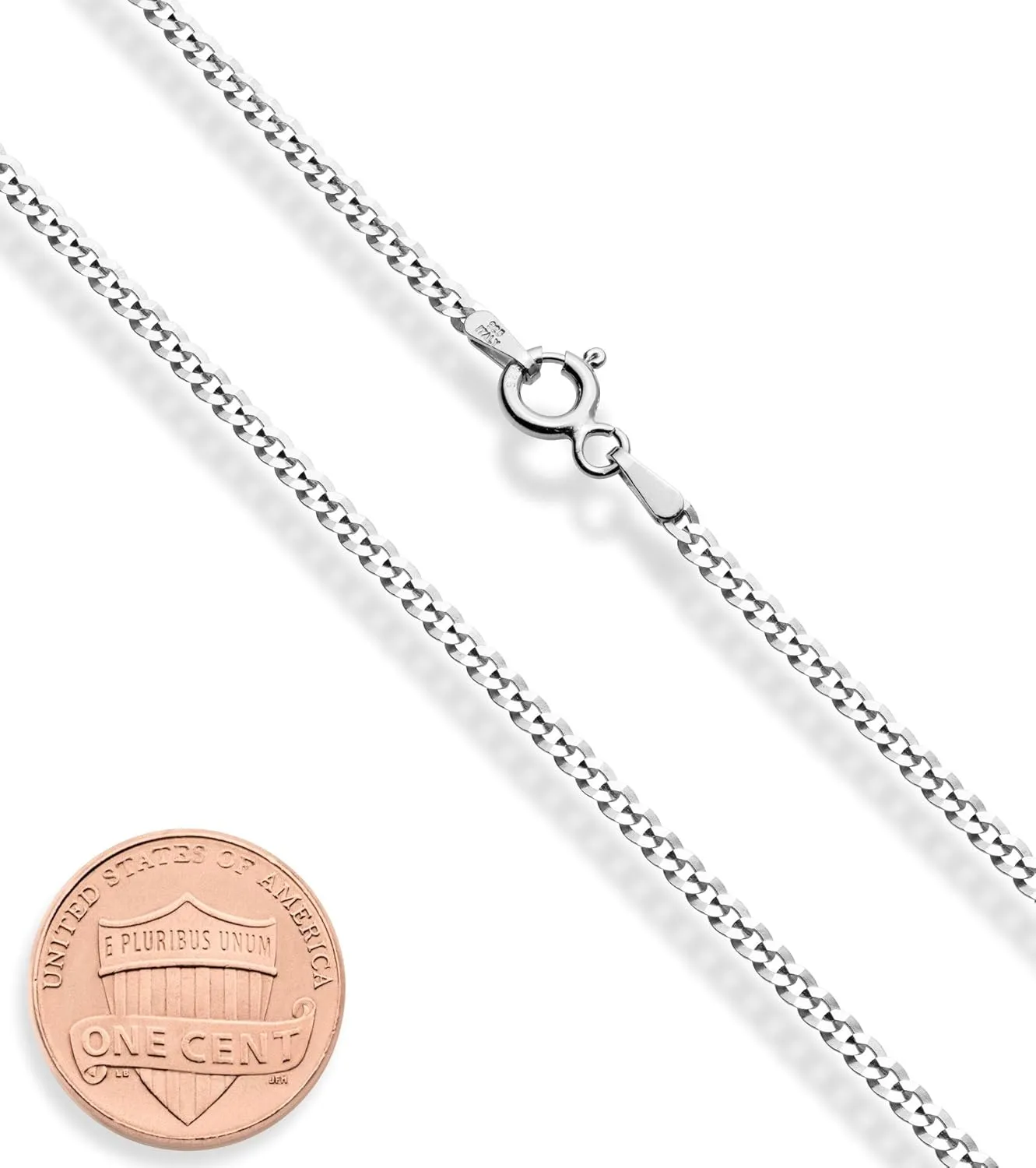 Miabella Italian 925 Sterling Silver, 18Kt Gold Plated 2.3mm Curb Cuban Link Chain Necklace Made in Italy