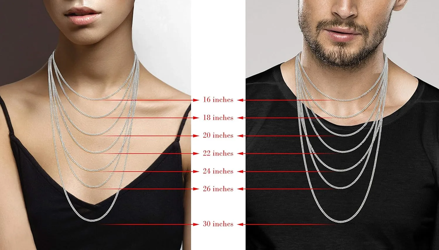 Miabella Italian 925 Sterling Silver, 18Kt Gold Plated 2.3mm Curb Cuban Link Chain Necklace Made in Italy