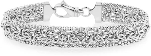 Miabella Italian 925 Sterling Silver Byzantine Beaded Mesh Link Chain Bracelet for Women, 925 Handmade in Italy