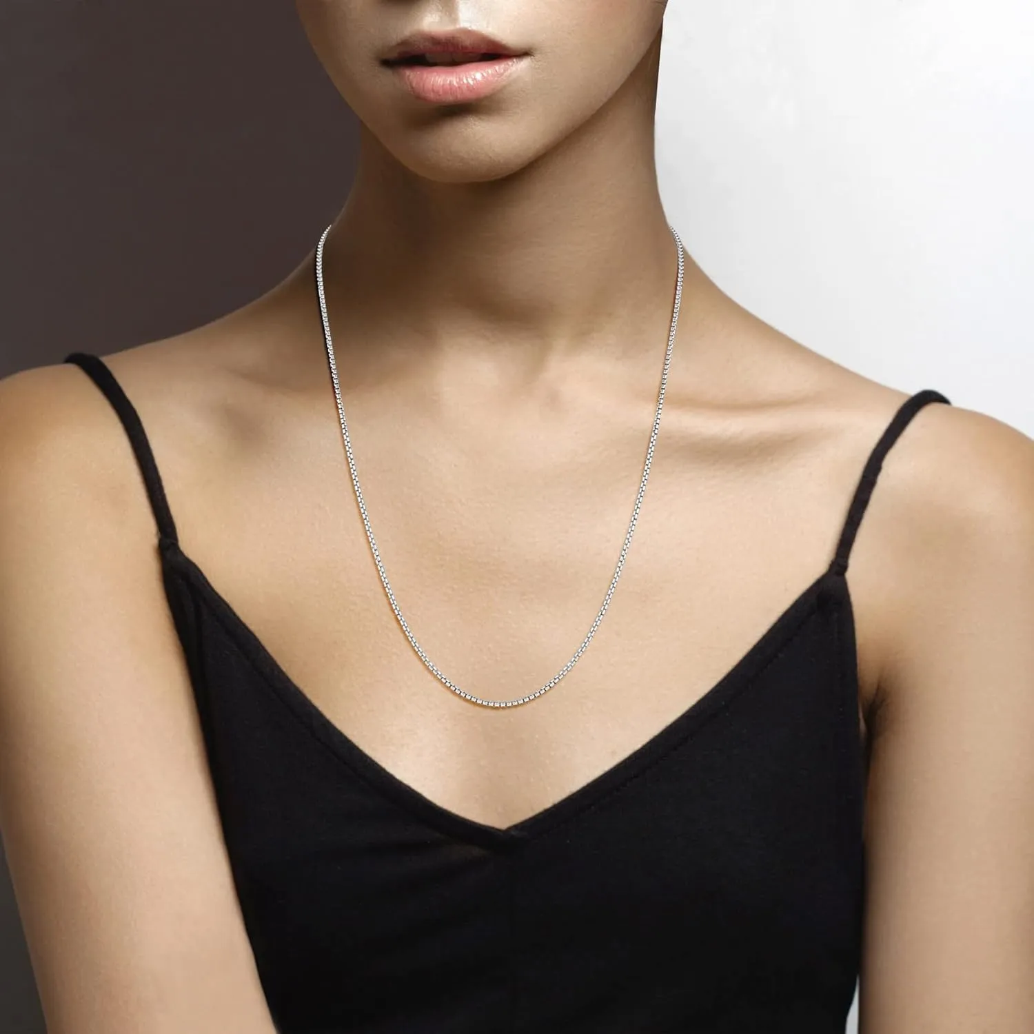 Miabella Italian 925 Sterling Silver Solid 2mm Round Box Chain Necklace for Women Men, Made in Italy