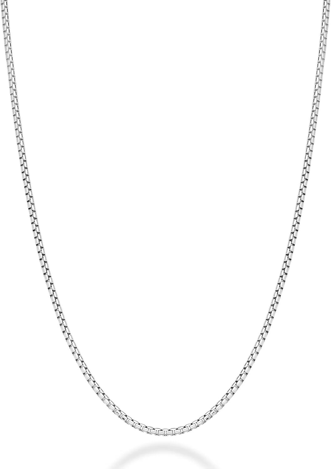 Miabella Italian 925 Sterling Silver Solid 2mm Round Box Chain Necklace for Women Men, Made in Italy