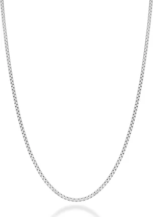 Miabella Italian 925 Sterling Silver Solid 2mm Round Box Chain Necklace for Women Men, Made in Italy