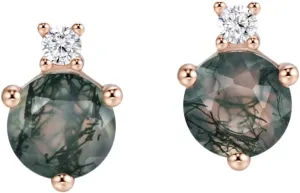 Michooyel Natural Moss Agate Earring for Women 18K Rose Gold Plated 925 Sterling Silver Stud Women's Earrings