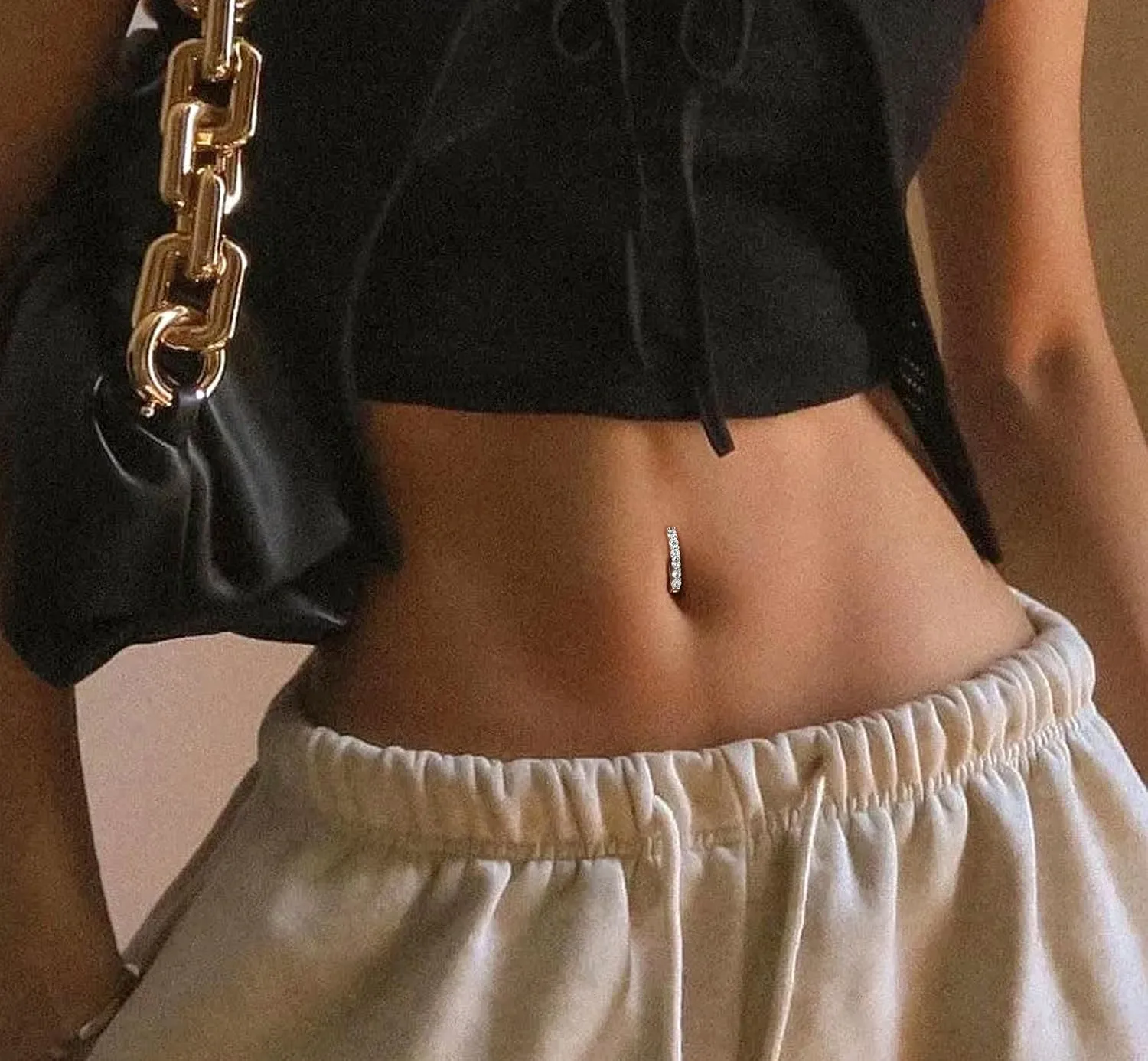MILACOLATO 14G Belly Button Rings for Women Hypoallergenic 925 Sterling Silver Clicker Belly Button Ring Cubic Zirconia Paved Reverse Curved Navel Rings Barbell Belly Piercing Jewelry