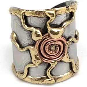 Mixed Metal Cuff Ring, Brass Copper