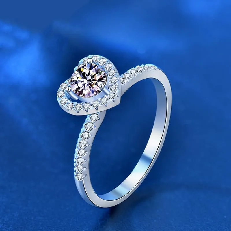 Moissanite Jewelry Fashion Rings Eternity Band Wedding Bands for Couples Heart Ring Moissanite Engagement Rings for Women Sweet Love Light Luxury Advanced Closed S925 Silver Wedding Accessories