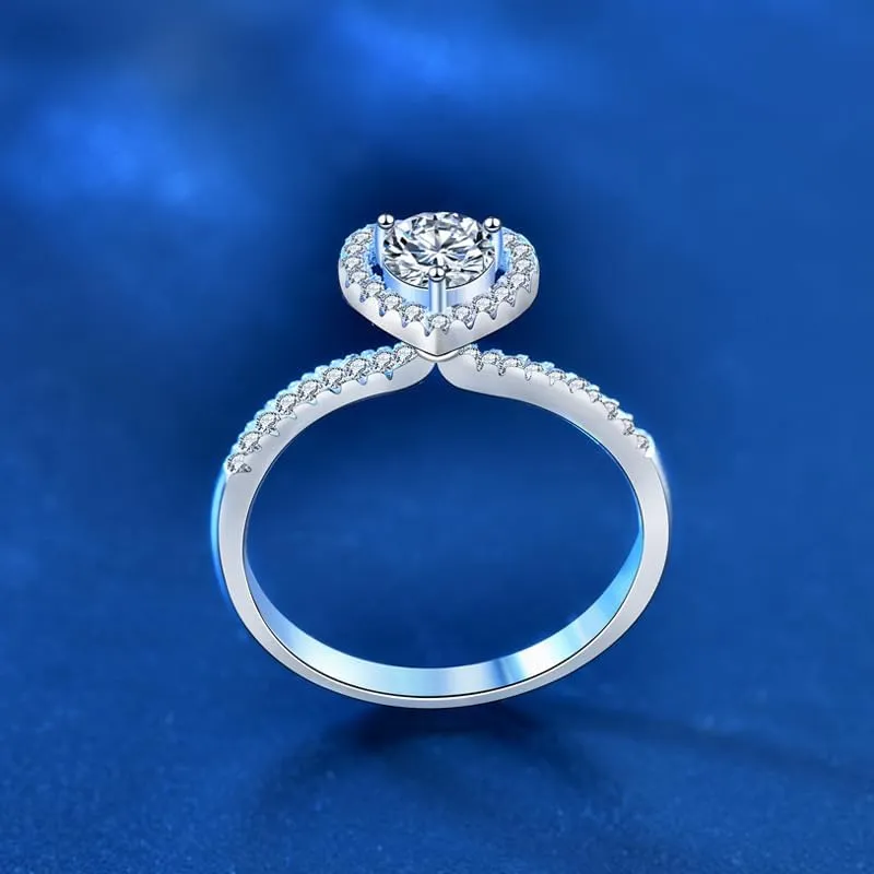 Moissanite Jewelry Fashion Rings Eternity Band Wedding Bands for Couples Heart Ring Moissanite Engagement Rings for Women Sweet Love Light Luxury Advanced Closed S925 Silver Wedding Accessories