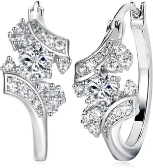 Moissanite Sparkle Hoop Earrings for Women, 100% Solid 925 Sterling Silver, Hypoallergenic Comfy Earrings, 15mm/20mm/30mm, Birthday Anniversary Valentines Mothers Day Ideal Gift for Her