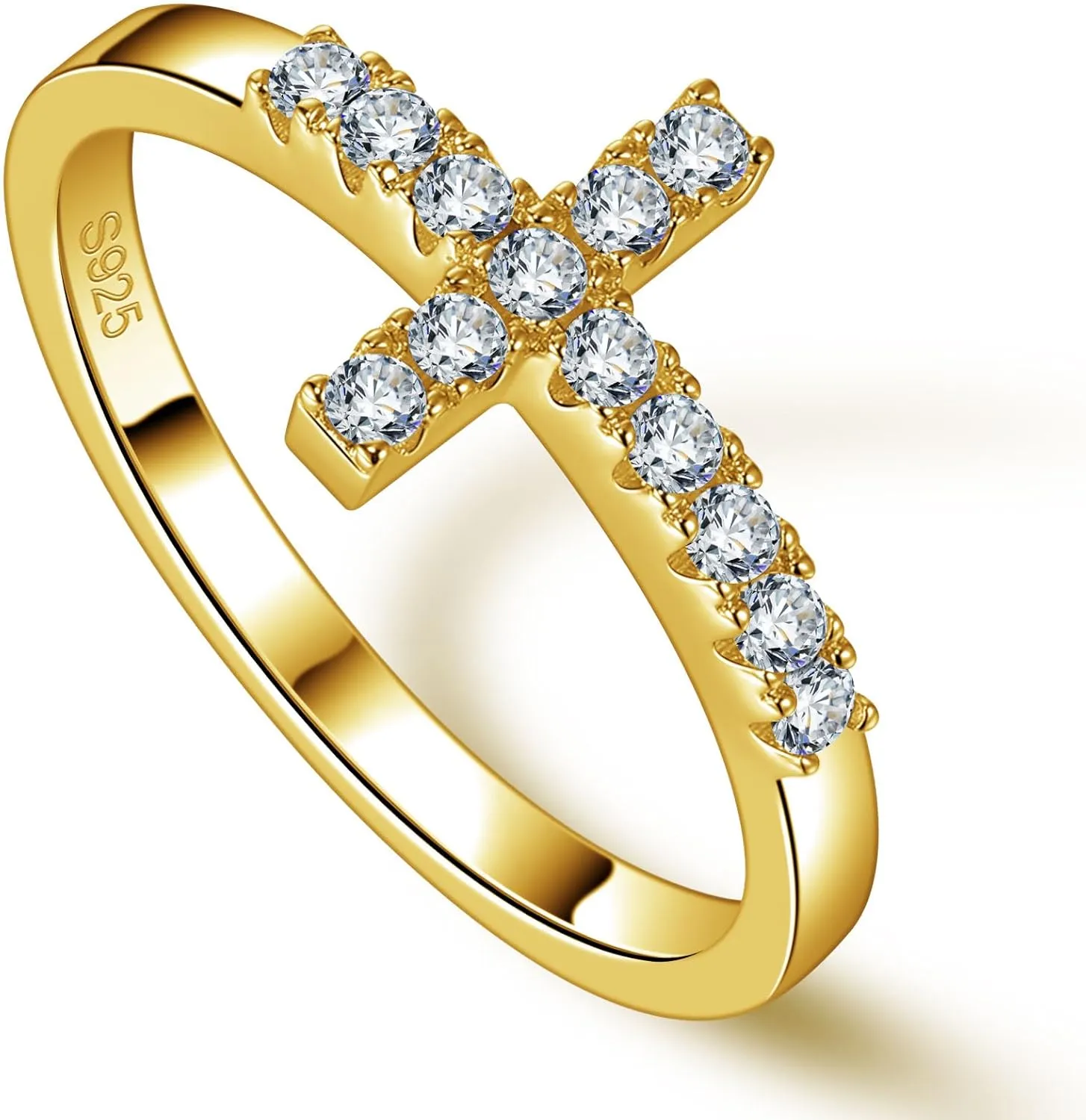 Moissanite Sterling Silver Sideways Cross Rings for Women 925 Eternity Promise Infinity Wedding Band for Her, Size 4-11