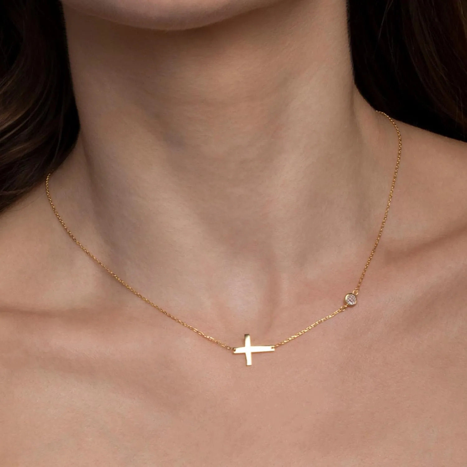 MONOZO Cross Necklace for Women14K Gold Plated Cross Necklace Layered Gold Cross Necklace Tiny Sideway Cross Choker Necklace Gold Cross Necklaces for Women Trendy Gold Jewelry Gifts for Women Trendy