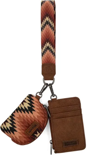 Montana West Wrangler Aztec Keychain Wristlet Wallets for Women Western Dual Pouch Wristlet Credit Card Holder Wallet with Zipper Pocket WG2211-W0051BR