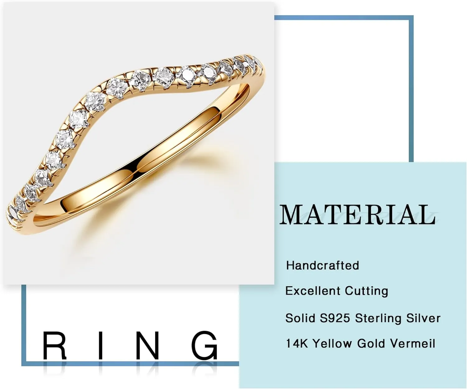 MOOSEA 1.8mm Moissanite Curved Wedding Band for Women, D Color VVS1 Clarity Round Lab Created Half Eternity Ring 14K White Yellow Rose Gold Vermeil Moissanite Contour Stackable Rings for Women